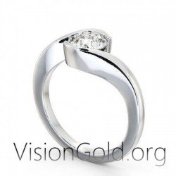 Классическое одиночное каменное кольцо в золоте 14К с цирконом/ювелирными изделиями/одиночными каменными